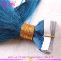 2016 vente chaude couleur bleu de haute qualité 100 % indien ombre bande remy extension ruban gros cheveux extension de cheveux